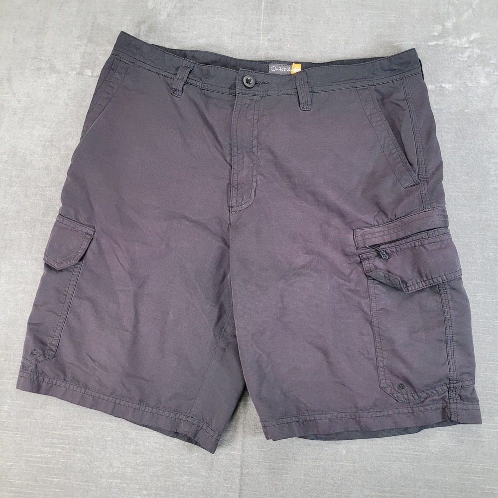 Vintage‎ Quiksilver Shorts Mens 34 Black Y2K Cargo Baggy Skater Grunge